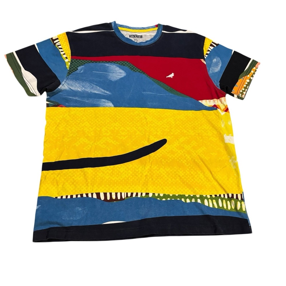 Staple Abstract Graphic Print Tee‎ Yellow Blue Red Mens XL Streetwear Colorful